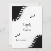 Piano Keyboard Music Weddenschap Theme Uitnodiging (Achterkant)