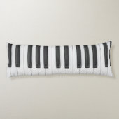 Piano Keyboard Musician Black en White Lichaamskussen (Achterkant)