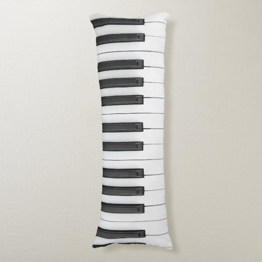 Piano Keyboard Musician Black en White Lichaamskussen (Voorkant Verticaal)