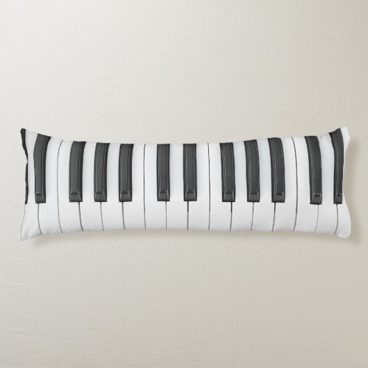Piano Keyboard Musician Black en White Lichaamskussen (Voorkant)