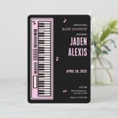 Piano keyboard muziek baby shower kaart (Staand voorkant)