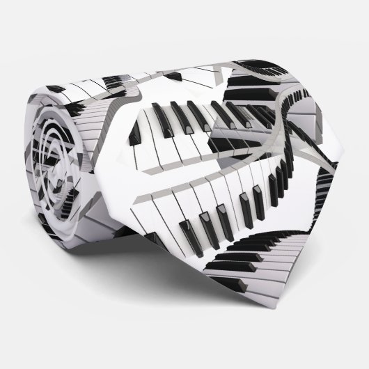 Piano Keyboard on a White Stropdas (Opgerold)