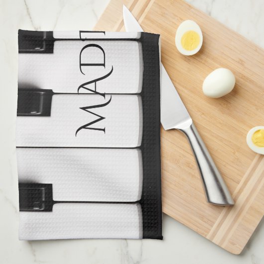 Piano Keys aangepaste naam keukenhanddoek (Quarter Fold)