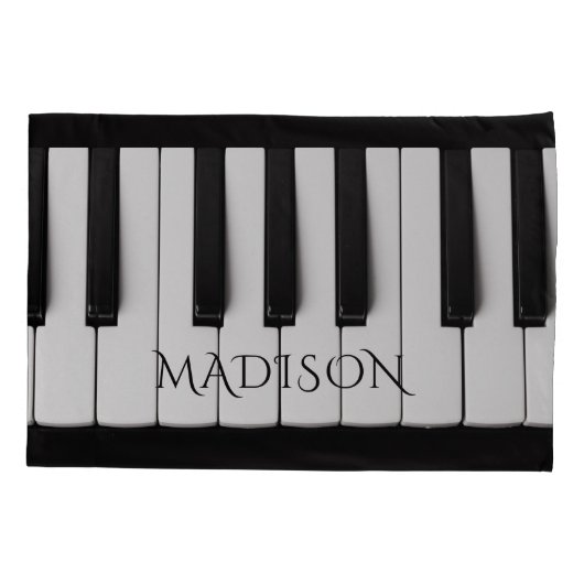 Piano Keys, aangepaste naam pillowcase Kussensloop (Achterkant)