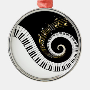 Piano Keys and Gold Muzieknoten Pendant Ornament