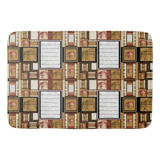 Piano Keys antiek Piano Stoel Bank Bladmuziek Badmat (Voorkant)