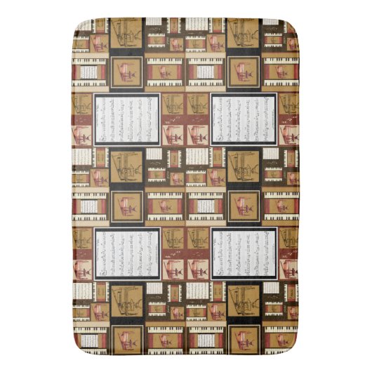 Piano Keys antiek Piano Stoel Bank Bladmuziek Badmat (Voorkant Verticaal)