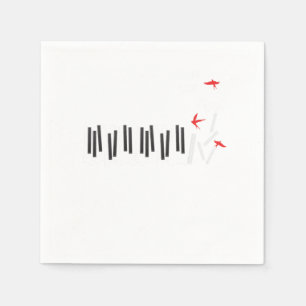 Piano Keys Birds Pianist Musician Muzieknoten Gift Servet