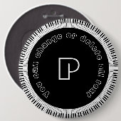 Piano Keys Black en White Monogrammed Ronde Button 6,0 Cm (Voorkant /achterkant)
