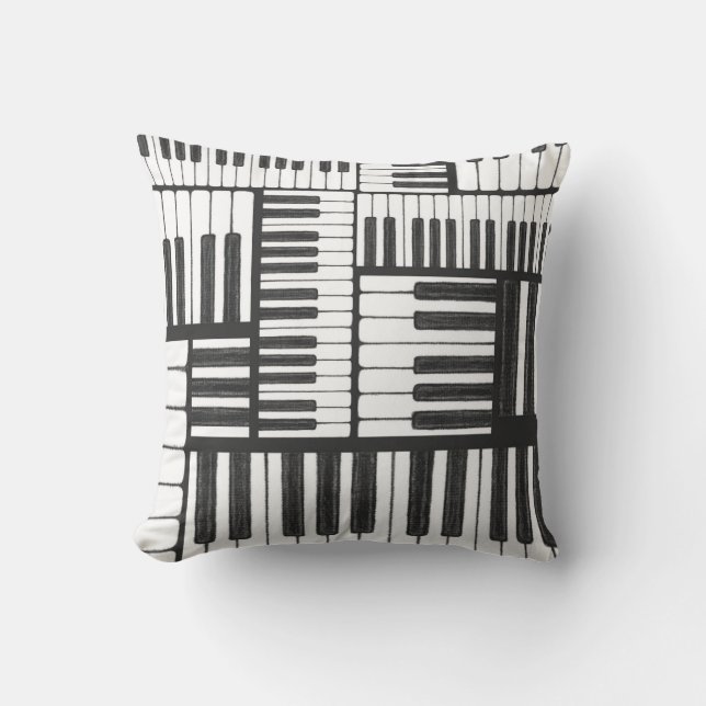 Piano Keys Black en White Pillow Kussen (Voorkant)
