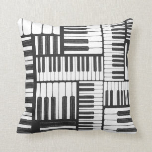 Piano Keys Black en White Pillow Kussen