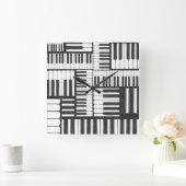 Piano Keys Black en White Wall Clock Vierkante Klok (Huis)