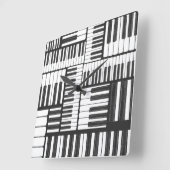 Piano Keys Black en White Wall Clock Vierkante Klok (Hoek)