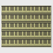 Piano Keys Black met blaasmuziekpatroon Cadeaupapier (Vlak)
