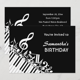 Piano Keys Black White Muzieknoten Birthday Party Kaart