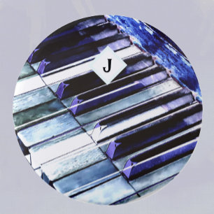 Piano Keys Blue Modern Music Lover Persoonlijk Ronde Button 7,6 Cm