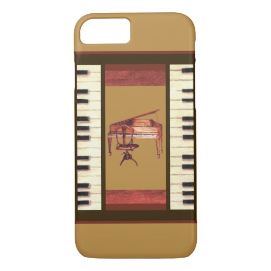 Piano Keys Border Antiek Piano iPhone 7 hoesje (Achterkant)