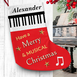 Piano Keys Bright Red Muziek Thema Gepersonaliseer Kleine Kerstsok