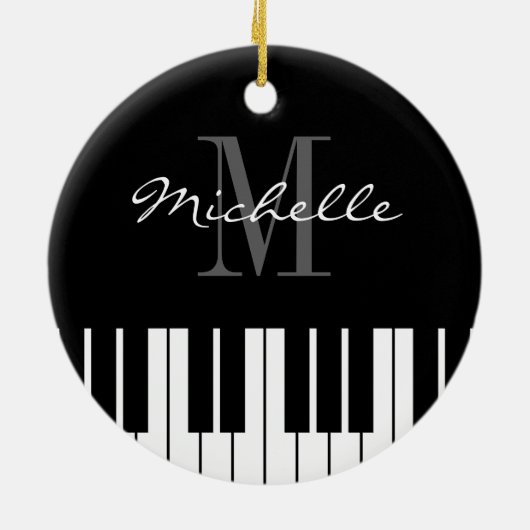 Piano keys Christmas tree ornament for pianist (Achterkant)