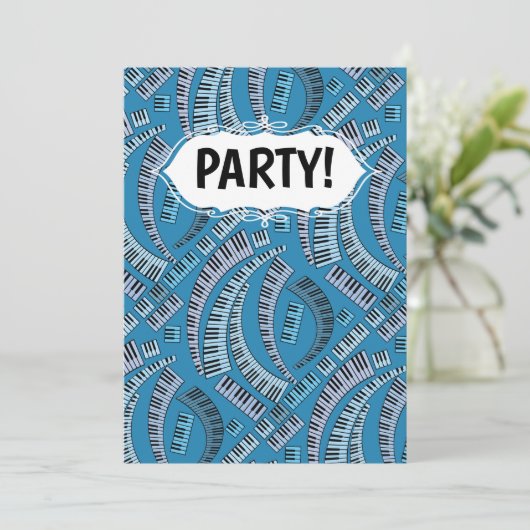 Piano Keys Curved Invitation Kaart (Staand voorkant)