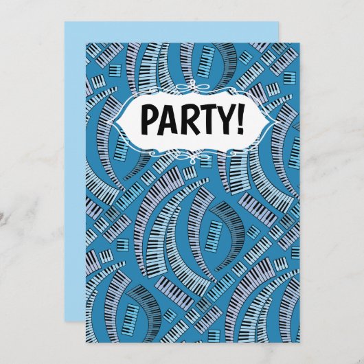 Piano Keys Curved Invitation Kaart (Voorkant / Achterkant)