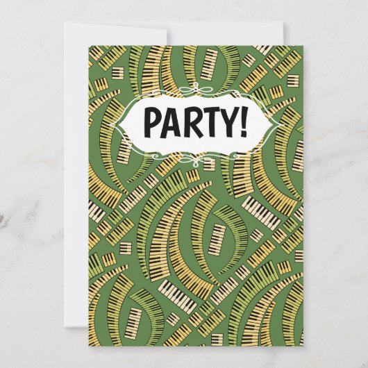 Piano Keys Curved Invitation Kaart (Voorkant)