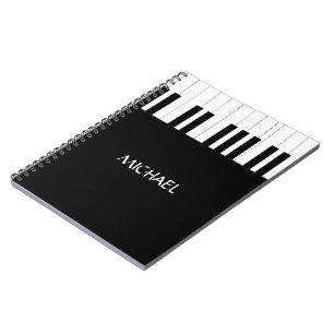 PIANO KEYS DESIGN NAAM MUZIEKLIEFHEBBER NOTITIEBOEK