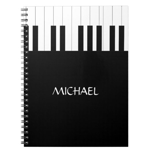 PIANO KEYS DESIGN NAAM MUZIEKLIEFHEBBER NOTITIEBOEK (Voorkant)