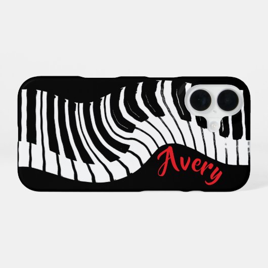 Piano Keys | Distorted | Customizable iPhone 16 Hoesje (Achterkant horizontaal)