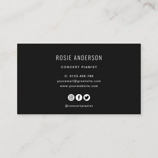 Piano Keys Eenvoudige Minimalistische Professionee Visitekaartje (Achterkant)
