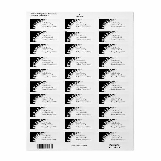 Piano Keys Eigen adreslabel Etiket (Full Sheet)