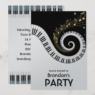 Piano Keys en Gold Music Metallic Invitations Kaart