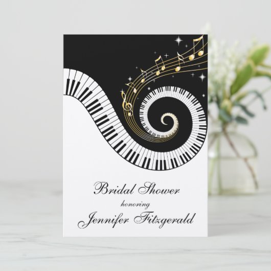 Piano Keys en Golden Musical Notes Vrijgezellenfee Kaart (Staand voorkant)