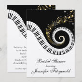 Piano Keys en Golden Musical Notes Vrijgezellenfee Kaart (Voorkant / Achterkant)