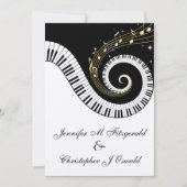 Piano Keys en Golden Musical Notes Wedding Kaart (Voorkant)