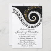 Piano Keys en Golden Musical Notes Wedding Kaart (Achterkant)
