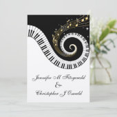 Piano Keys en Golden Musical Notes Wedding Kaart (Staand voorkant)