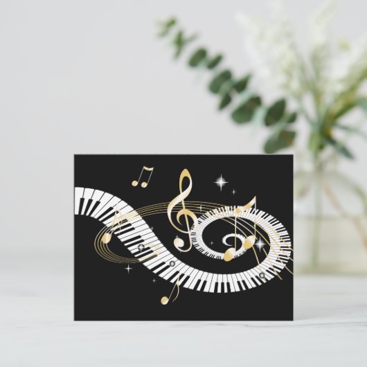 Piano Keys en Golden Muzieknoten Briefkaart (Staand voorkant)
