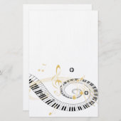 Piano Keys en Golden Muzieknoten Briefpapier (Voorkant / Achterkant)