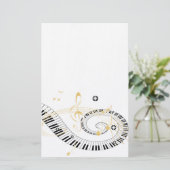 Piano Keys en Golden Muzieknoten Briefpapier (Staand voorkant)