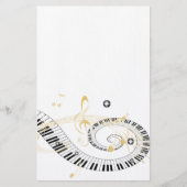Piano Keys en Golden Muzieknoten Briefpapier (Voorkant)