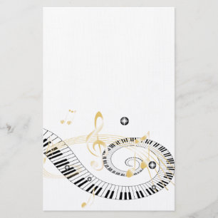 Piano Keys en Golden Muzieknoten Briefpapier