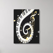 Piano Keys en Golden Muzieknoten Canvas Afdruk (Voorkant)