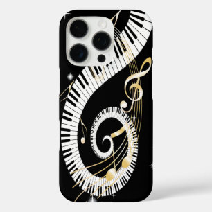 Piano Keys en Golden Muzieknoten iPhone 16 Pro Hoesje