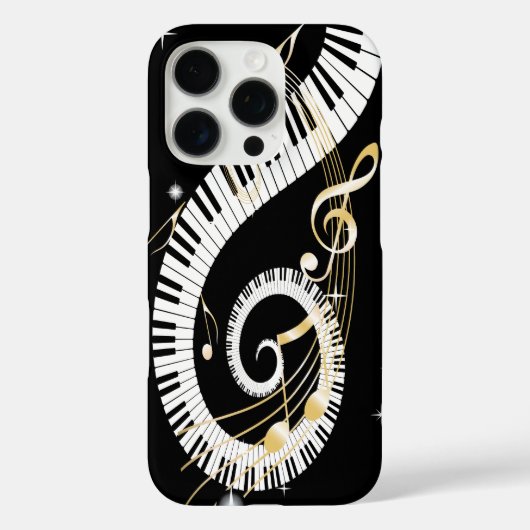 Piano Keys en Golden Muzieknoten Case-Mate iPhone Case (Achterkant)