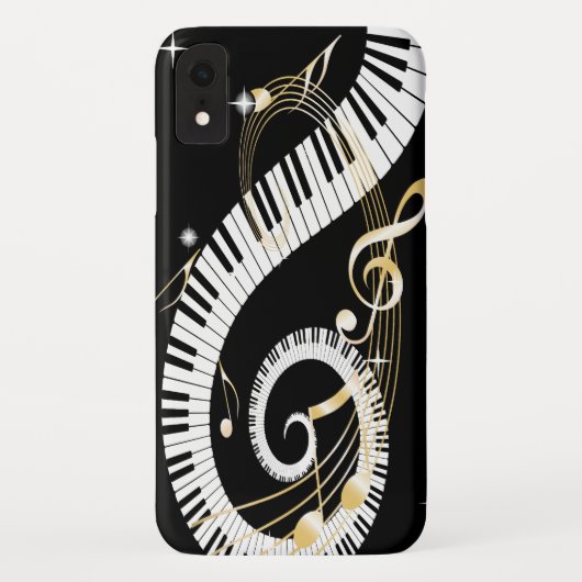 Piano Keys en Golden Muzieknoten Case-Mate iPhone Case (Achterkant)