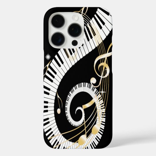 Piano Keys en Golden Muzieknoten Case-Mate iPhone Case (Achterkant)