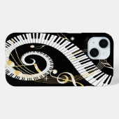 Piano Keys en Golden Muzieknoten Case-Mate iPhone Case (Achterkant (horizontaal))