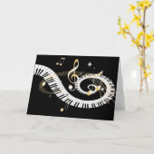 Piano Keys en Golden Muzieknoten Kaart (Gele Bloem)