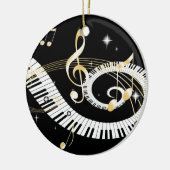 Piano Keys en Golden Muzieknoten Keramisch Ornament (Links)